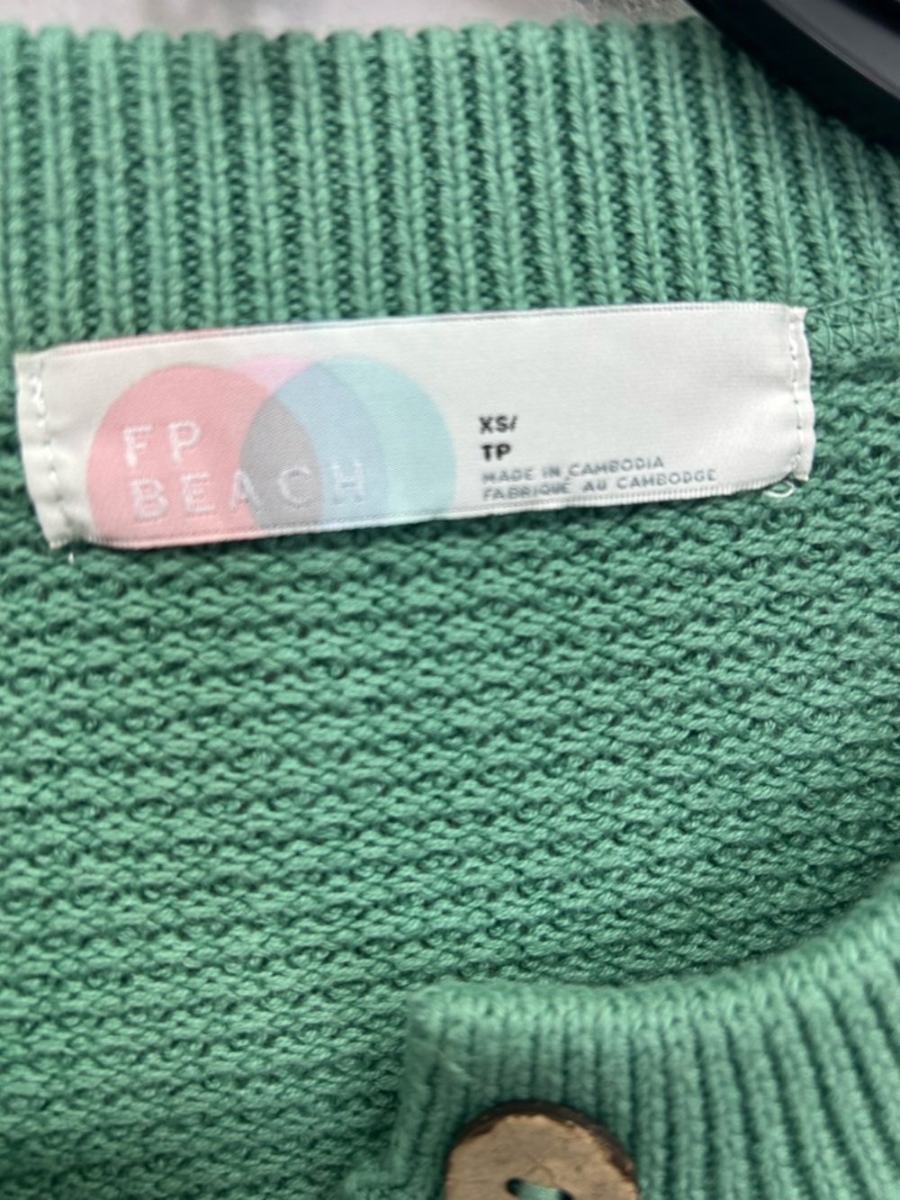 NWOT Free People Women’s Hailee Waffle Knit Henley Green Sweater Size XS - Picture 2 of 4